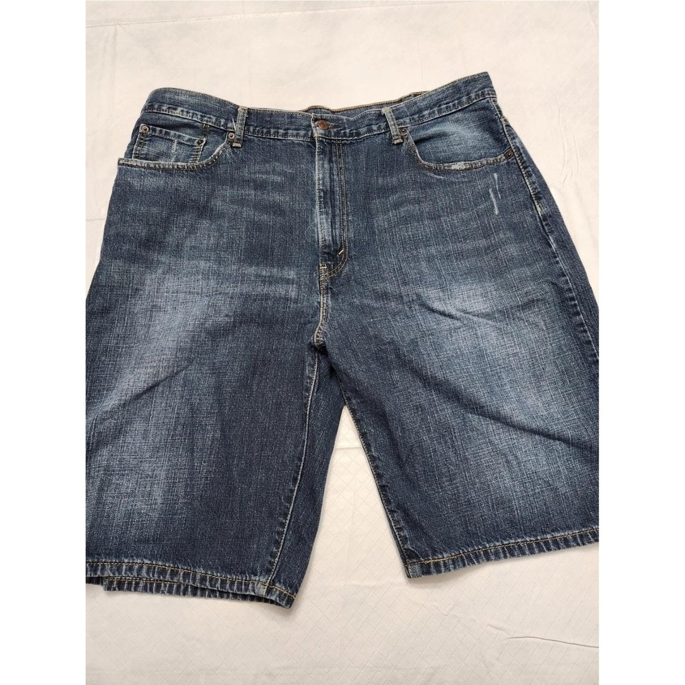 Levis 569 Shorts Mens 42 Blue Denim Relaxed Fit Distressed Jean Long Y2k